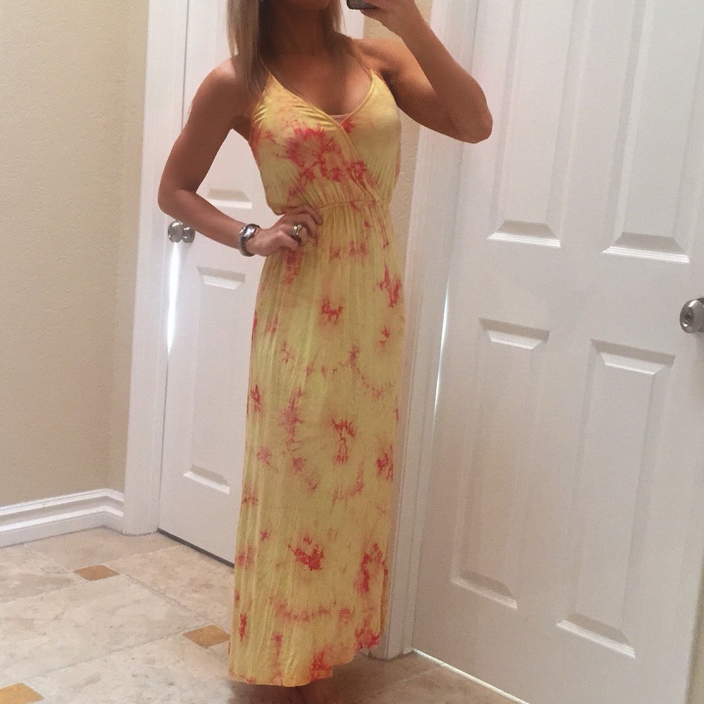 Yellow & Orange Tie Dye Maxi Dress